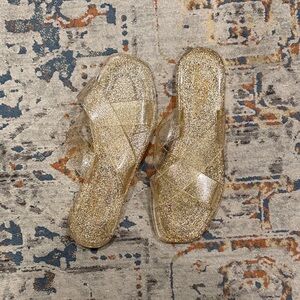 Anthropologie Gold Glitter Women's Sandals Size 9